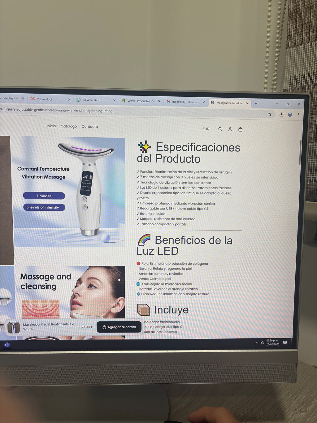 Masajeador Facial Reafirmante 4 en 1 - Lifting y Anti-Edad Profesional en Casa