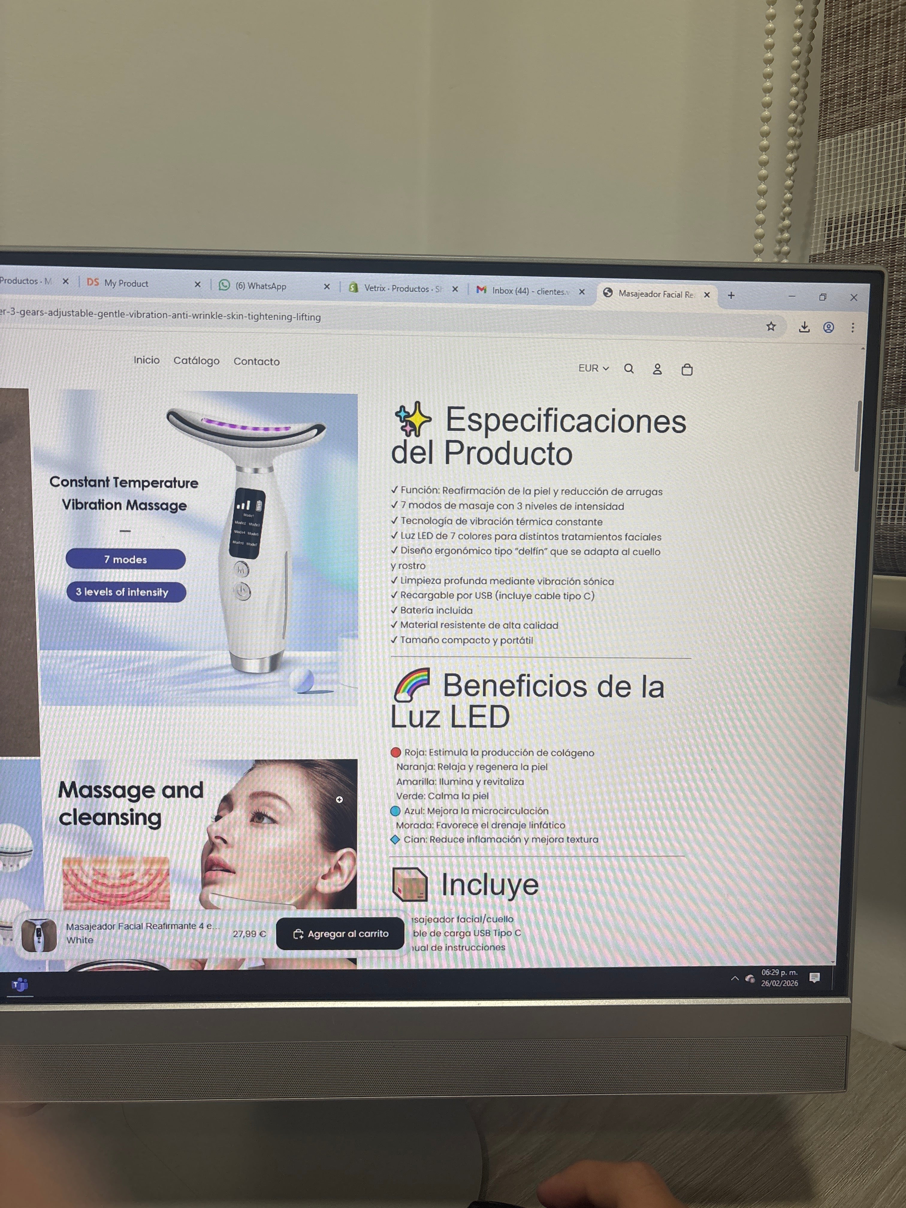 Masajeador Facial Reafirmante 4 en 1 - Lifting y Anti-Edad Profesional en Casa