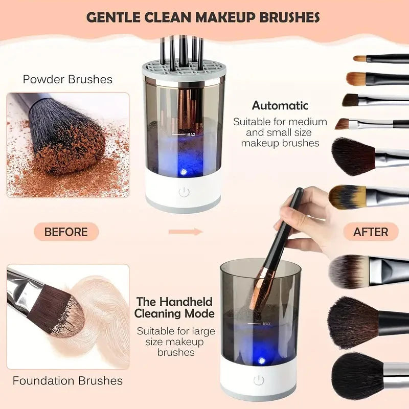 Limpiador Eléctrico de Brochas de Maquillaje 2 en 1 (Limpia y seca)