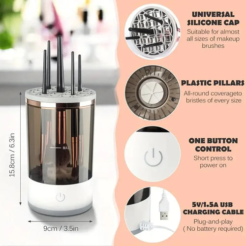 Limpiador Eléctrico de Brochas de Maquillaje 2 en 1 (Limpia y seca)