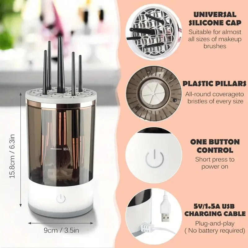 Limpiador Eléctrico de Brochas de Maquillaje 2 en 1 (Limpia y seca)